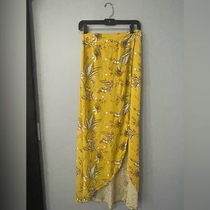 Express Yellow long skirt with floral design